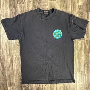 Santa Cruz Hand Wave Graphic Tee Skate Surf Vintage Style Black Graphic Shirt